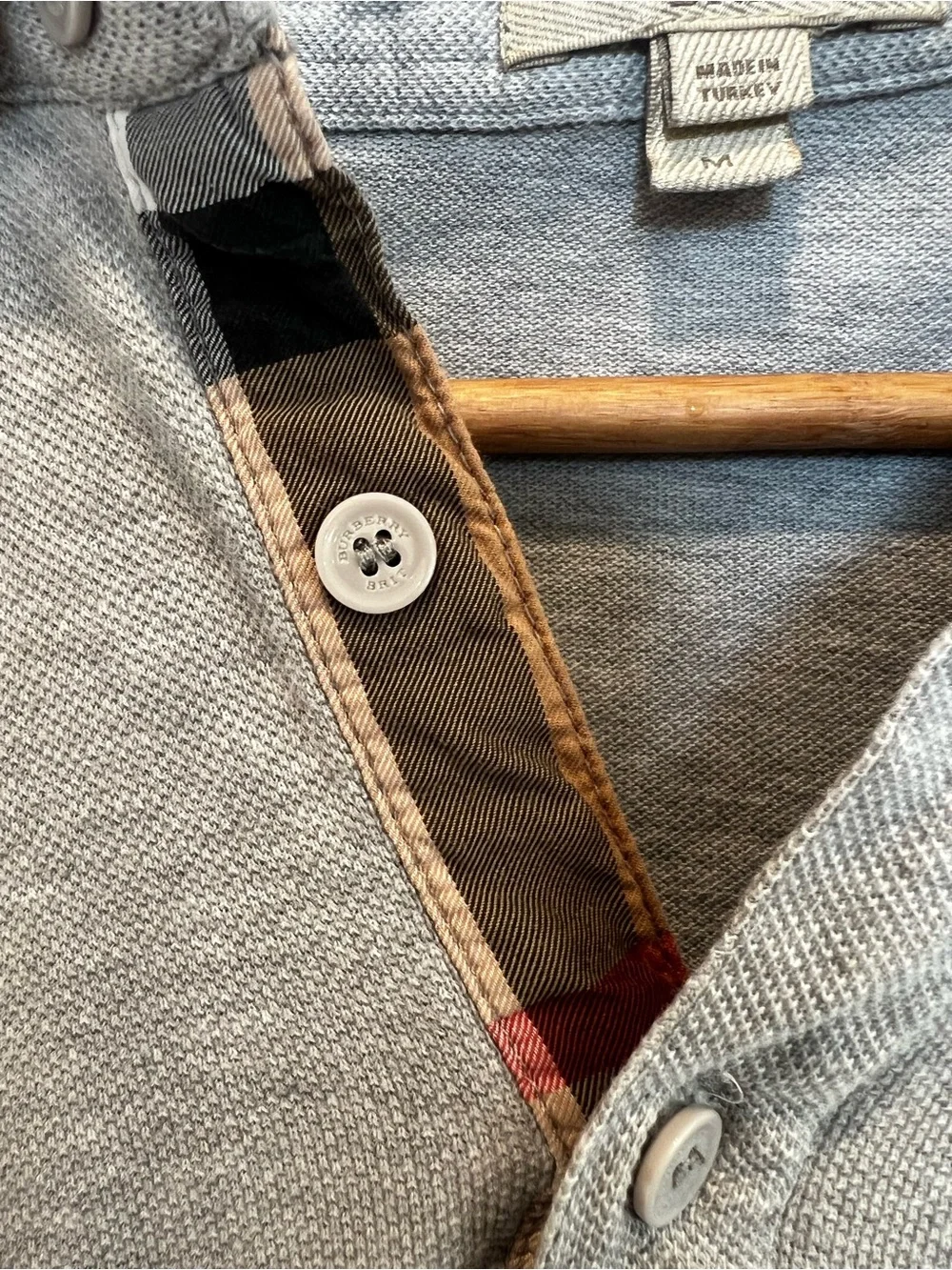 Burberry Brit Gray Polo with Burgundy Embroidered Logo